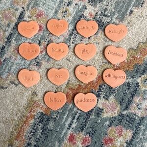 Set of 14 Terracotta Stones Clay Tokens with positive words